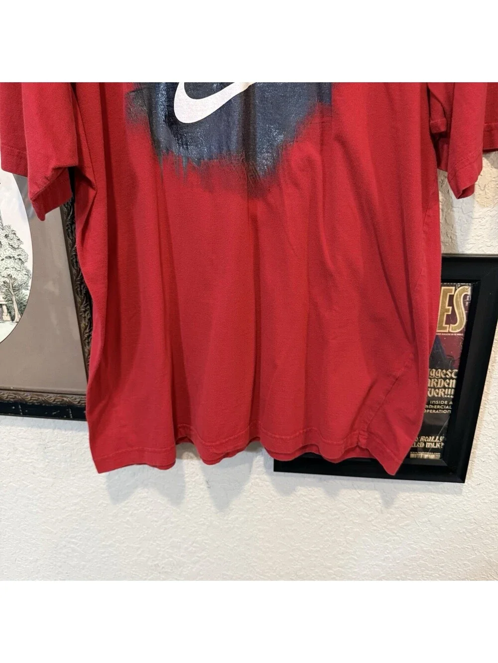 Vintage 90s/00s Y2K Red Nike Swoosh Logo Basketball Sports Men’s Shirt Size XL